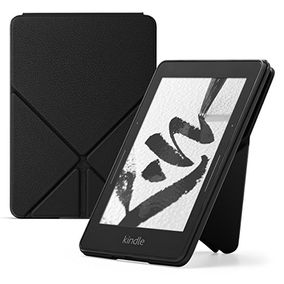 Amazon Kindle Voyage Case - Genuine Leather Perfect Fit Origami Standing Cover with Auto Wake/Sleep for Amazon Kindle Voyage, Black