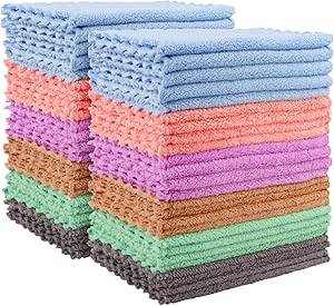 HOMEXCEL Coral Velvet Kitchen Dishcloths 50 Pack, Soft Reusable Dish Towels, Coral Fleece Dish Cloths, Highly Absorbent Reusable Cleaning Cloths 7X9 (6 Colors Assorted)