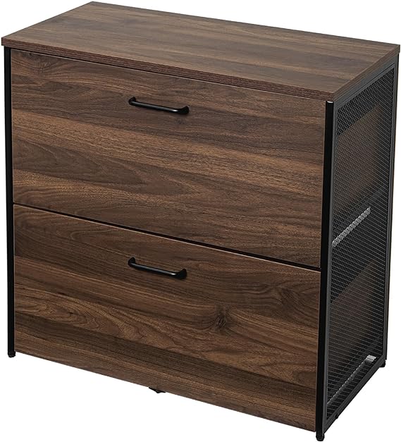 TOPSKY 2 Drawers Wood Lateral File Cabinet for Letter Size/A4/Legal File Full Extension Soft Close Concealed Slide (Light Walnut)