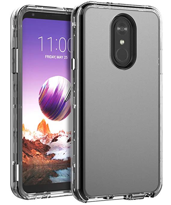 LG Stylo 4 Case,SKYLMW Clear Heavy Duty Case Three Layer Hybrid Sturdy Shockproof Armor High Impact Resistant Protective Cover Case For LG Stylo 4, Clear