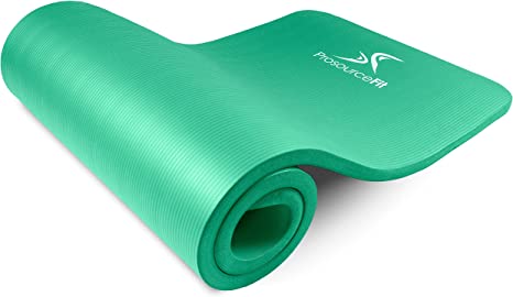 ProsourceFit Extra Thick Yoga and Pilates Mat 1" (25mm), 71-inch Long High Density Exercise Mat with Comfort Foam and Carrying Strap -Green