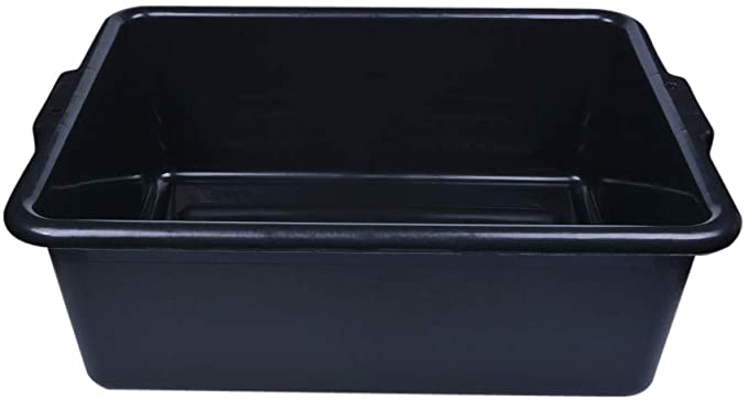 Black Plastic Bus Tub - Deep, Easy Grip - 22" x 15 3/4" x 7" - 1ct Box - RW Clean - Restaurantware