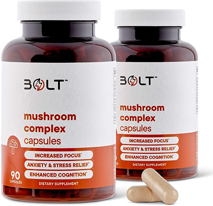 Organic Lions Mane Mushroom Capsules - Maximum Dosage   Absorption Enhancer - Nootropic Brain Supplement and Immune Support– 180 Capsules – by Bolt