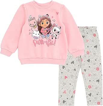 DREAMWORKS GABBY'S DOLLHOUSE Pandy Paws Cakey Cat Kitty Fairy Girls Fleece Sweatshirt and Pants Set Toddler to Big Kid