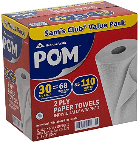 Paper Towel, 8 7/8 x 11, White, 2-Ply, 110/Roll, 30 Rolls/Carton, Sold as 1 Carton