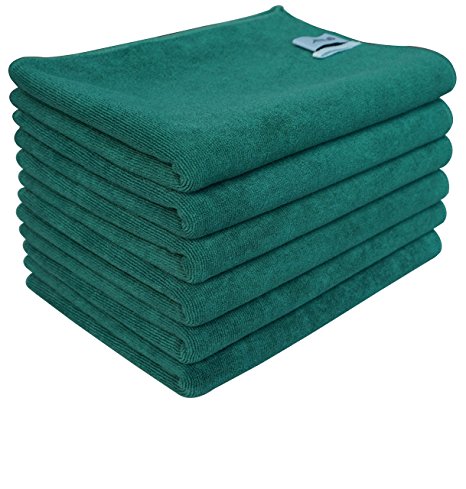 Gryeer Microfiber Kitchen Towels - Highly Absorbent, Soft and Lint Free Dish Towels - Great for Cooking in Kitchen, Household Cleaning, Bathroom and Garage,26x17 Inch, Pack of 6, Green