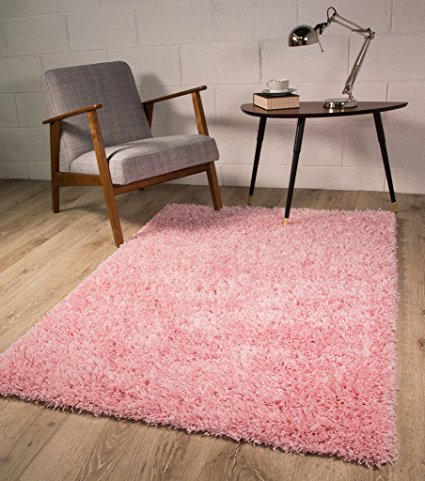 Ontario Bright Colourfast Super Soft Baby Pink Shaggy Rugs - Available in 8 Sizes