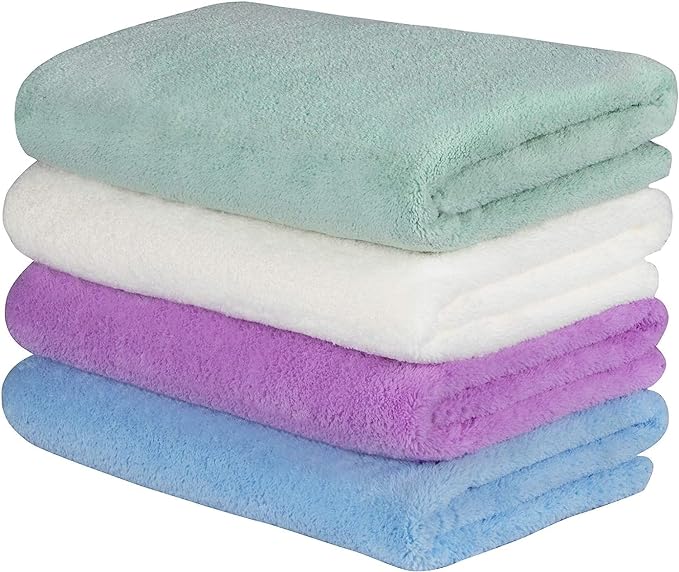 Yoofoss Hand Towels for Bathroom 4 Pack Bath Towels 40''x20'' Flannel Shower Towels Highly Absorbent and Soft Towels Set