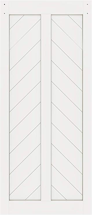 DIYHD 36X84in Fish Bone V Shape Sliding Barn Slab MDF Solid Core Primed Interior Door Panel(Disassembled), White-36X84" White