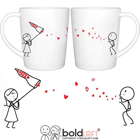 BOLDLOFT Catch My Love Too His and Hers Couples Coffee Mugs-Valentines Gifts for Her, Anniversary Gifts for Couple, Girlfriend Gift, Wife Gift, Gifts for Her, Couples Gifts, His and Hers Gifts