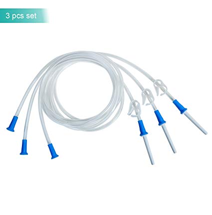 HealthAndYoga(TM) Replacement Enema Tubing – Super Economical, Hygienic, Medical Grade PVC | 1.5 m with Slide Clamp and Nozzle| Compatible with most Kits (3 Set)