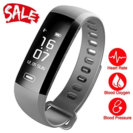 Smart Watch, Fitness Tracker, READ R5.MAX Heart Rate Monitor Blood Pressure Bracelet Pedometer Activity Tracker Sleep Monitoring Call SMS SNS Remind Watch for Android IOS (grey)
