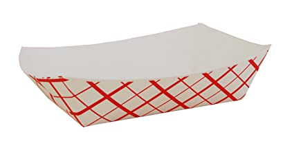 Southern Champion Tray 0421 #250 Southland Red Check Paperboard Food Tray / Boat / Bowl, 2-1/2 lb. Capacity (Case of 500)