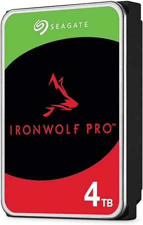 Seagate IronWolf Pro, 4 TB, NAS Internal Hard Drive, CMR 3.5 Inch, SATA 6 Gb/s 7,200 RPM, 256 MB Cache, for RAID Network Attached Storage, 3 years Rescue Services, FFP (ST4000NE001)