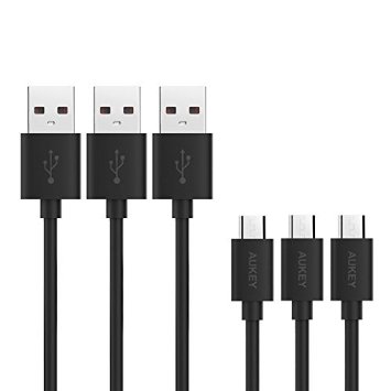 Micro USB Cable, AUKEY Quick Charge Cable( 3 Pack, 4ft x 3) with Gold Plated Pin Feet for HTC, LG G4, Samsung Galaxy S7/S6/Edge and More [Upgraded Version]