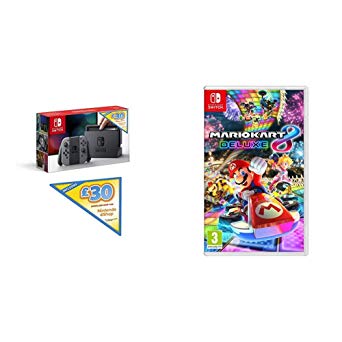 Nintendo Switch (Grey) with £30 Nintendo E-shop Credit & Mario Kart 8 Deluxe