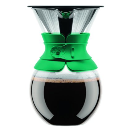 Bodum 11571-159 Pour Over Coffee Maker with Permanent Filter, 1.0 L/34 oz, Turquoise