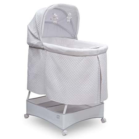 Simmons Kids Deluxe Hands-Free Auto-Glide Bedside Bassinet - Portable Crib Features Silent, Smooth Gliding Motion That Soothes Baby, Inner Circle