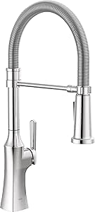 Delta Faucet Ermelo Pro Commercial Style Kitchen Faucet, Kitchen Faucets with Pull Down Sprayer Chrome, Kitchen Sink Faucet, Faucet for Kitchen Sink with Magnetic Docking, Chrome 18887-DST