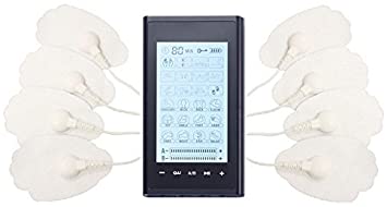 24 Modes Best Smart Touchscreen Pain Relief Therapy Device   5 Pairs of Snap on Self-Adhesive Pads. HealthmateForever FDA Cleared T24AB2(Black in Black) Wireless ACCESSIBLE