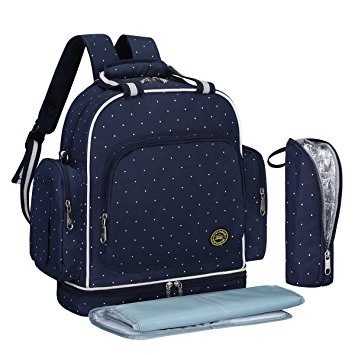 S-ZONE Baby Diaper Bag Travel Backpack Large Waterproof Shoulder Bag Fit Stroller with Changing Pad and Portable Insulated Pocket(blue)