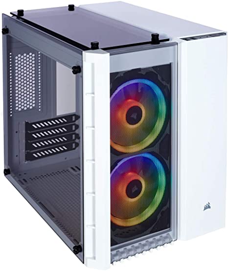 CORSAIR Crystal 280X RGB Micro-ATX Case, 2 RGB Fans, Lighting Node PRO Included, Tempered Glass - White