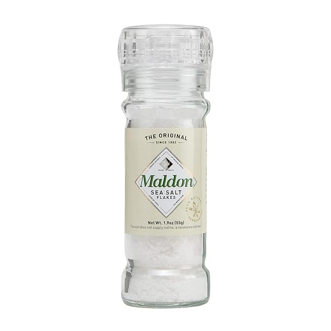 Maldon Salt, Sea Salt Grinder, 55 g, Refillable and Adjustable, Kosher, Natural, Handcrafted, Gourmet, Pyramid Crystals