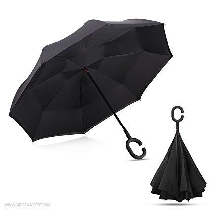 (20+COLOR)AbcCanopy Travel Umbrella，Reverse folding Umbrella UPF 50+ , Blocking UV-A 99.98%. Blocking UV-B 99.97%