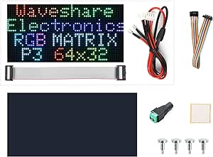 Waveshare RGB Full-Color LED Matrix Panel 64×32 Pixels Display Screen 2048 Individual RGB LEDs 3mm Pitch Adjustable Brightness Supports Raspberry Pi Pico/ESP32