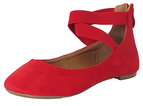 Anna Dana-20 Women's Classic Ballerina Flats with Elastic Crossing Straps