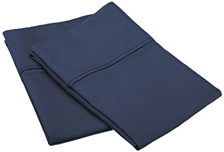 Impressions Cotton Blend 800 Thread Count, Soft, Wrinkle Resistant Standard 2-Piece Pillowcase Set, Solid, Navy Blue