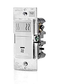 Leviton IPHS5-1LW Decora in-Wall Humidity Sensor & Fan Control, 3A, Single Pole, White - 2-Pack