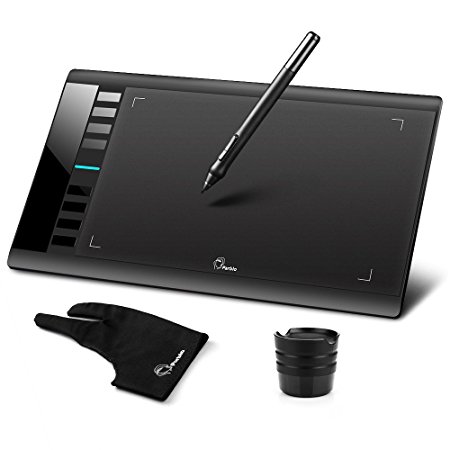 Parblo A610 Graphics Drawing Tablet 10x6" Pen Graphics Tablet with 8 Express Keys and with Anti-fouling Glove