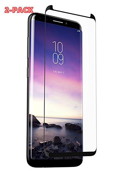 Galaxy S9 Screen Protector [2-Pack], Maye [CASE-FRIENDLY] Tempered Glass Screen Protector for Samsung Galaxy S9 - Black