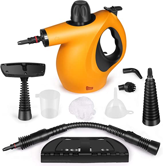 Handheld Steam Cleaner, Pressurized Steam Cleaner with 9-Piece Accessory Set Purpose and Multi-Surface All Natural, Chemical-Free Steamer for Cleaning Tile, Car, Sofa, Upholstery, Bathroom, Kitchen