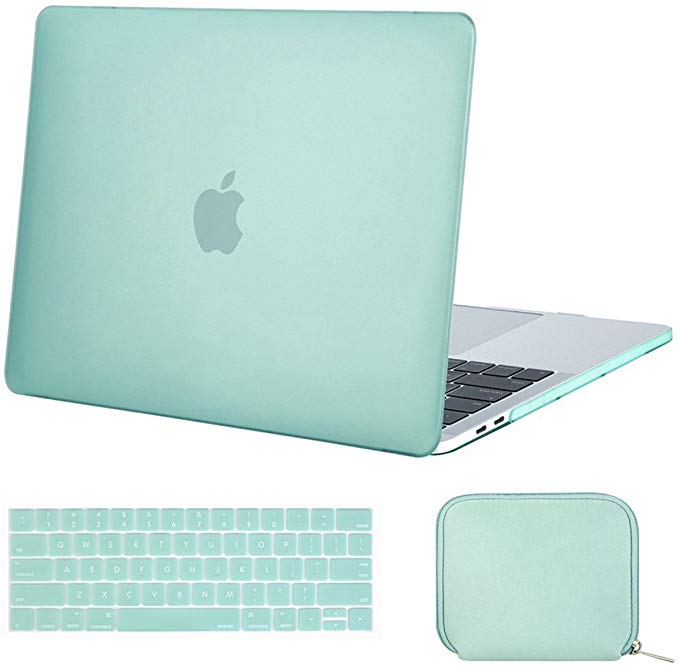 MOSISO MacBook Pro 13 inch Case 2019 2018 2017 2016 Release A2159 A1989 A1706 A1708, Plastic Hard Shell Case & Keyboard Cover & Water Repellent Storage Bag Compatible with MacBook Pro 13, Mint Green