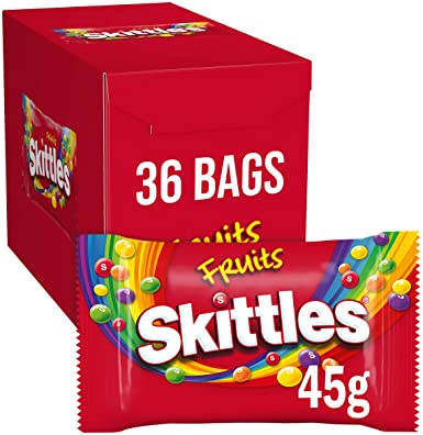 Skittles Sweets, Fruit Chewy Bulk Sweets Box, Sweets Gift Box  36 Packs of 45 g