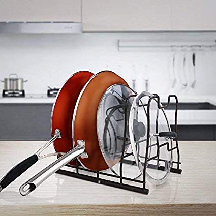 Kealive Kitchen Cabinet Pan and Pot Lid Organizer Rack Holder, 5 Pans in Horizontal and 4 Pans in Vertical, Qualified Iron Racks