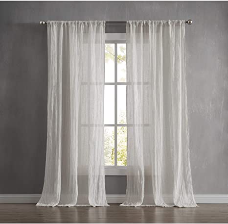 French Connection Charter Crushed Window Curtain, 100 in. x 84 in. 2-Piece Set, Light Grey