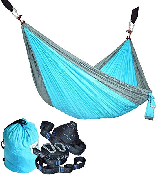 Cutequeen Double Nest Nylon Fabric Hammock with Multi Loops Tree Straps