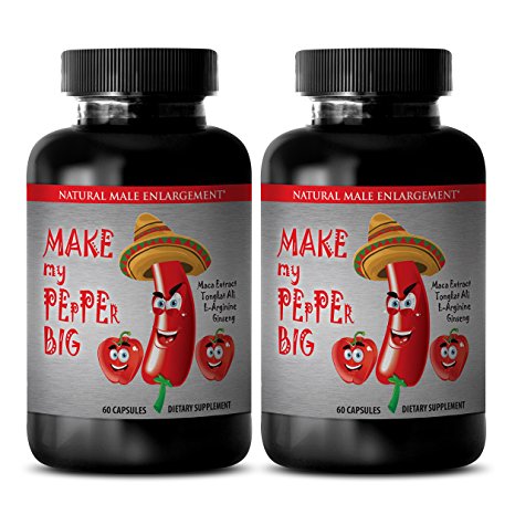 Male Enchantment Pills Size - "Make My Pepper Big" with Maca Root, L-Arginine, Ginseng - Increase Strength and Energy with "Make My Pepper Big" Enhancement (2 Bottles 120 Capsules)