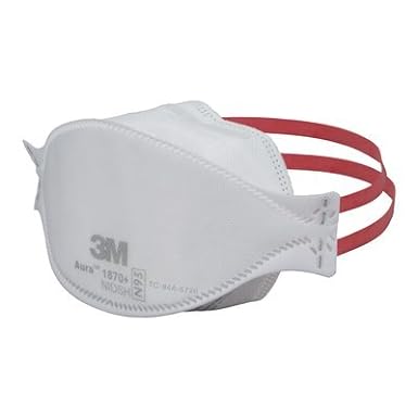 3M N95 Aura 1870  Flat Fold Disposable Respirator (White, Pack of 5)