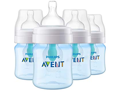 Philips Avent Anti-colic Baby Bottle with AirFree vent 4oz 4pk Blue, SCF402/44