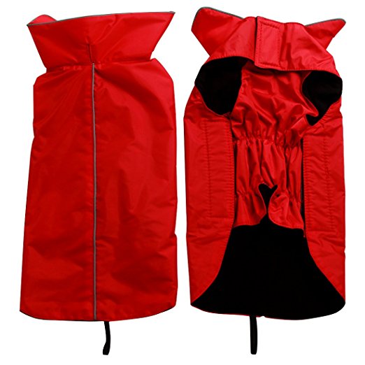 Fleece Lined Warm Dog Jacket for Winter Outdoor Waterproof Reflective Dog Coat