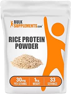 BulkSupplements.com Organic Rice Protein Powder - Unflavored Protein Powder, Plant Protein Powder - Vegan, Dairy Free & Gluten Free, 30g per Serving, 1kg (2.2 lbs) (Pack of 1)