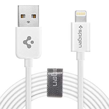 Spigen Essential C20LS 2M 8-Pin Cable [Apple MFi Certified] [Extra Long][Cable Strap included] 6.5ft/2m Apple Cable iPhone Charger Cable for iPhone, iPad, iPods, and more