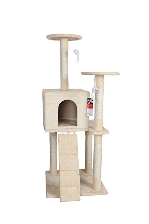 iPet 51“ Cat Tree Condo Scratching Post Cat Furniture Pet House Cat Exercise Tree Beige Color