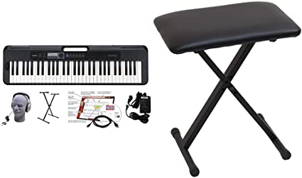 Casio CT-S300 61-Key Premium Keyboard Package (CAS CTS300 EPA) & Casio ARBENCH X-Style Adjustable Padded Folding Keyboard Bench