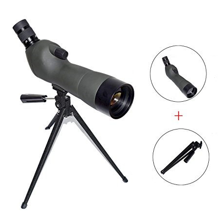 Feyachi Spotting Scope with Tripod,20-60x60AE Zoom Monocular Telescope with 45-Degree Angled Eyepiece for Bird Watching