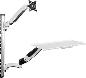 VIVO Sit-Stand Wall Mount Counterbalance Height Adjustable Monitor and Keyboard Workstation for Screens up to 27 inches, White STAND-SIT1KW